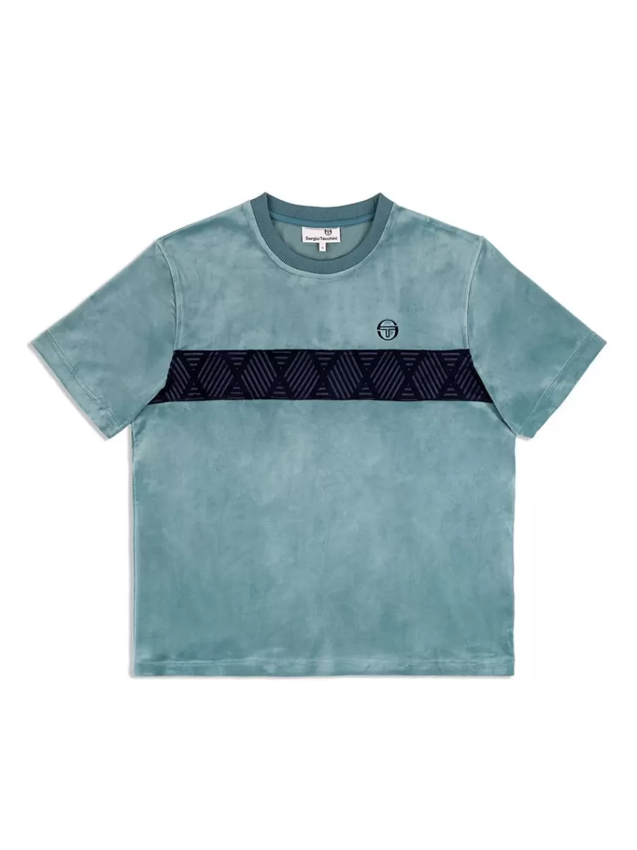 View All>Sergio Tacchini Debossed Damarindo Velour T-Shirt- Larkspur