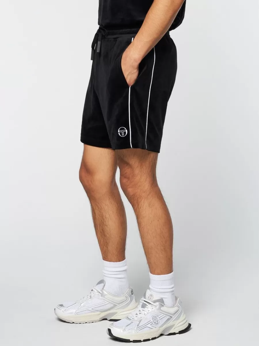 Shorts And Swim>Sergio Tacchini Lioni Velour Short Archivio- Black Beauty