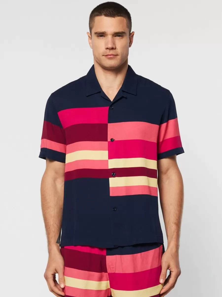 View All>Sergio Tacchini Pennellata Cabana Shirt- Maritime Blue/ Multi