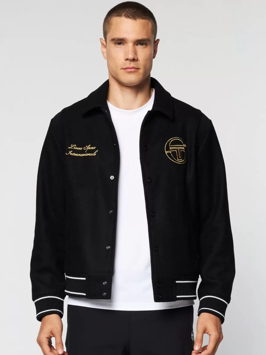 Jackets>Sergio Tacchini Prep Wool Varsity Jacket- Black