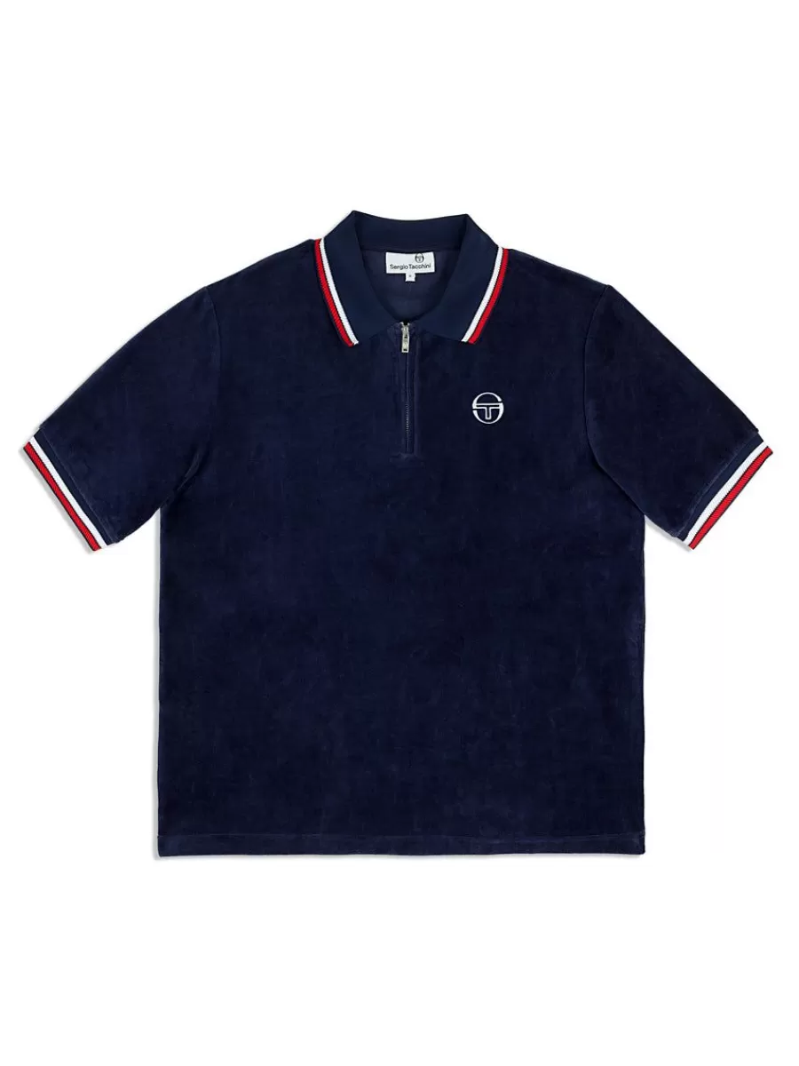 Velour>Sergio Tacchini Primo Velour Polo- Maritime Blue