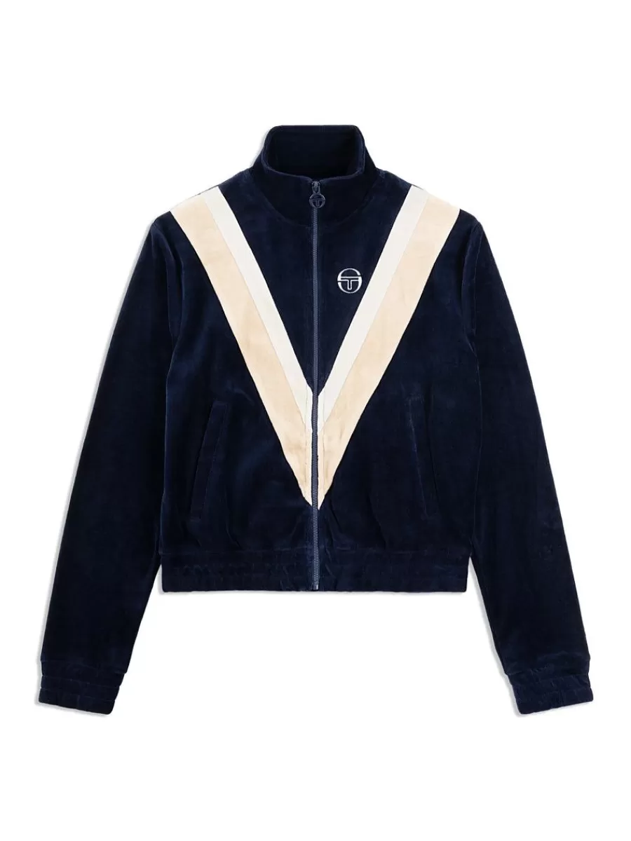 Velour>Sergio Tacchini Sara Velour Track Jacket- Maritime Blue